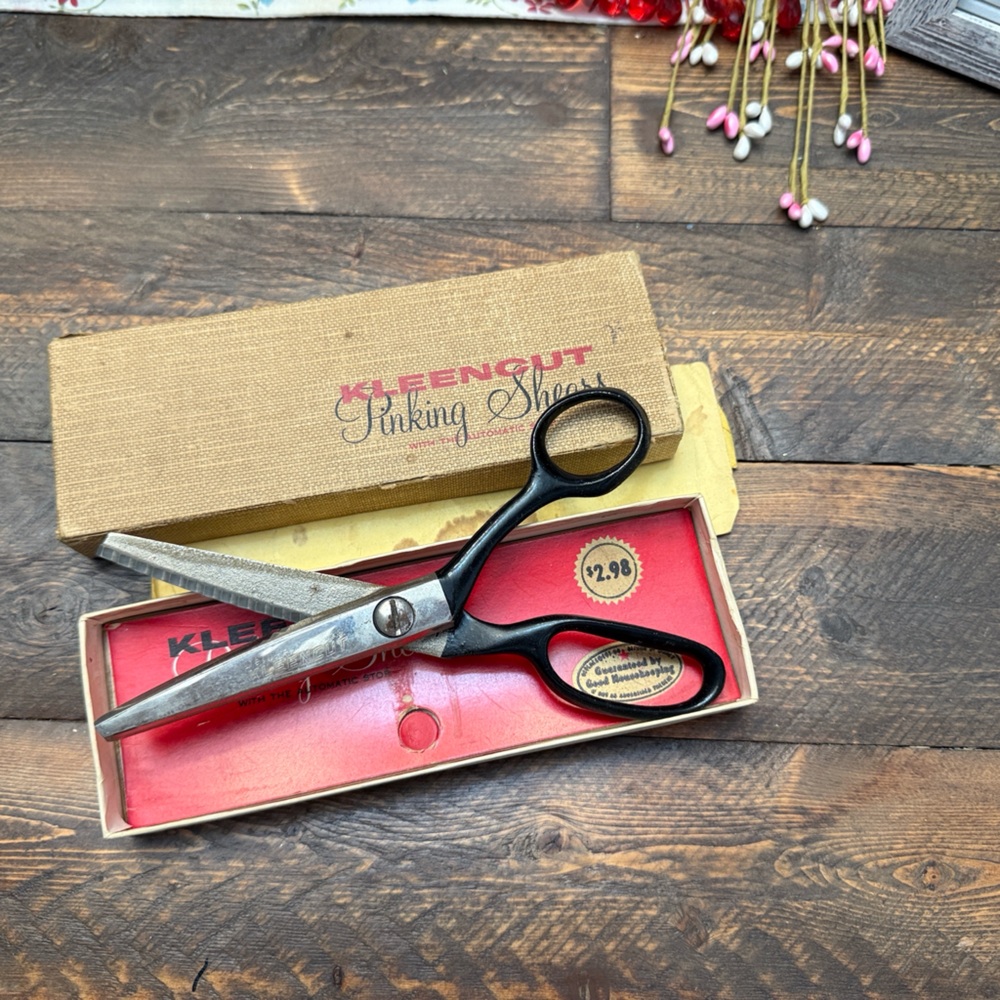 Vintage Deluxe Kleencut Pinking Shears Scissors No. 180 Original Box 7.5" Long - Picture 10 of 12